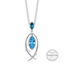 Monemel Blue Swarovski Fish Necklace
